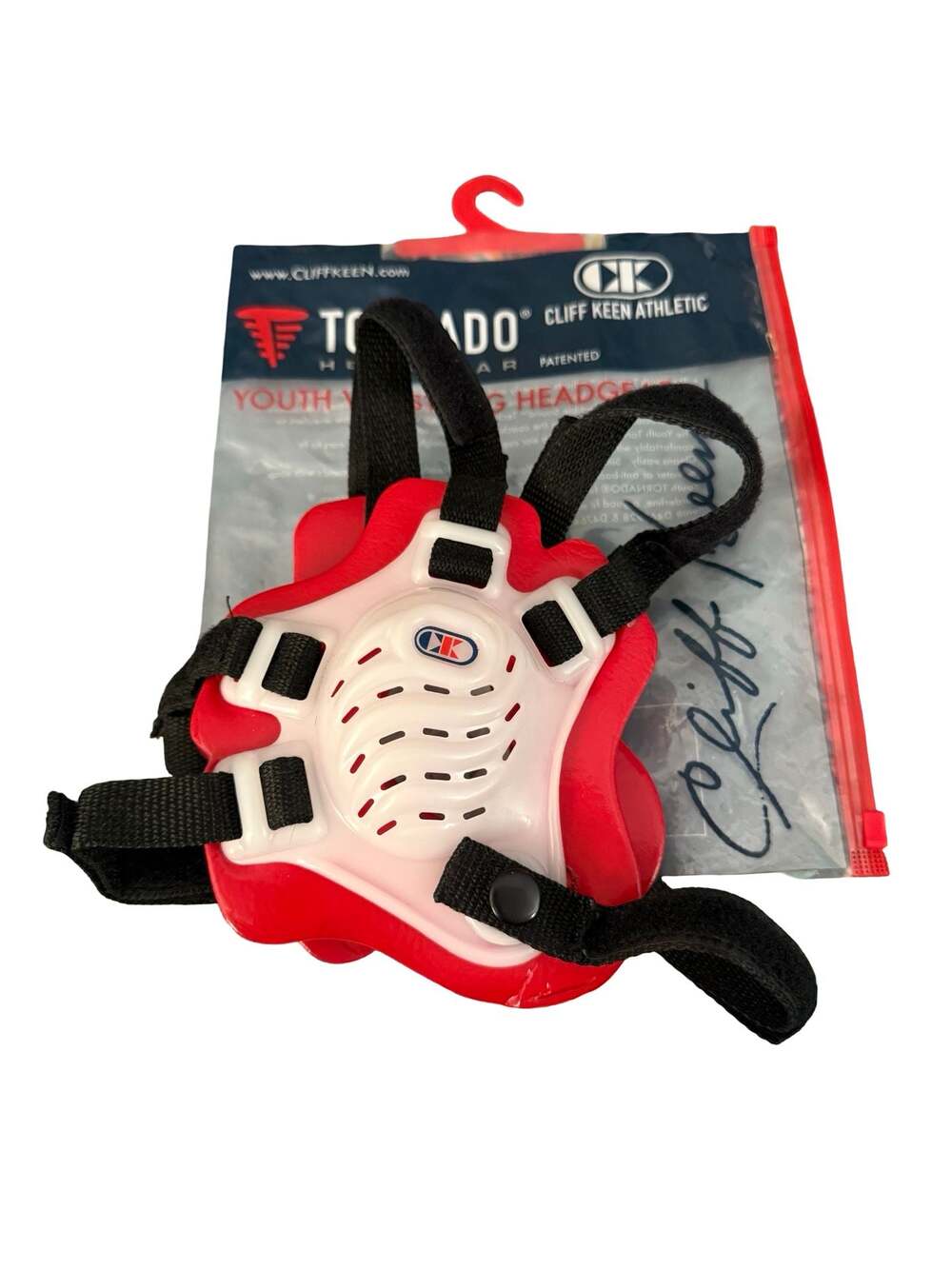 Cliff Keen Youth Tornado 4-Strap Wrestling Headgear - Scarlet/White
